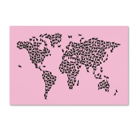 Michael Tompsett 'Cats Map Of The World Map' Canvas Art,22x32